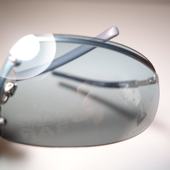 Vtg Chanel Blue Gradient Rimless Lens w/ Silver Metal & CC Logo Arm Sunglasses - Picture 14 of 16